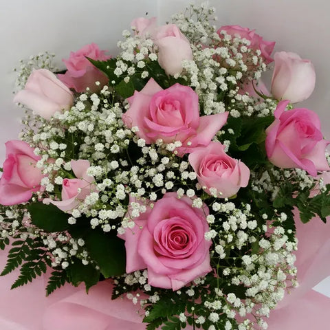 Pretty Pink Roses Bouquet Bunches Bows Florist Shop 9 Albion Place Dunedin 9016 New Zealand